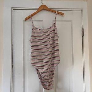 Multicolored striped bodysuit